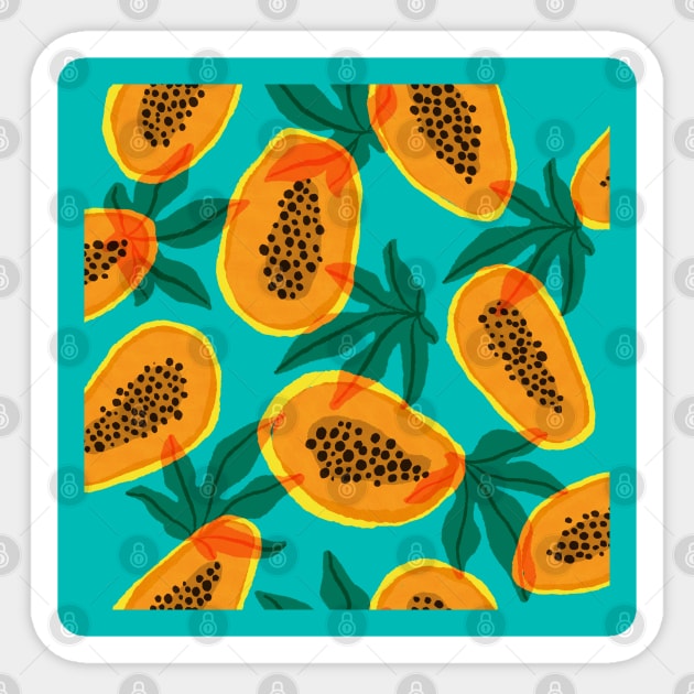 Teal Papayas Sticker by Salty Siren Studios